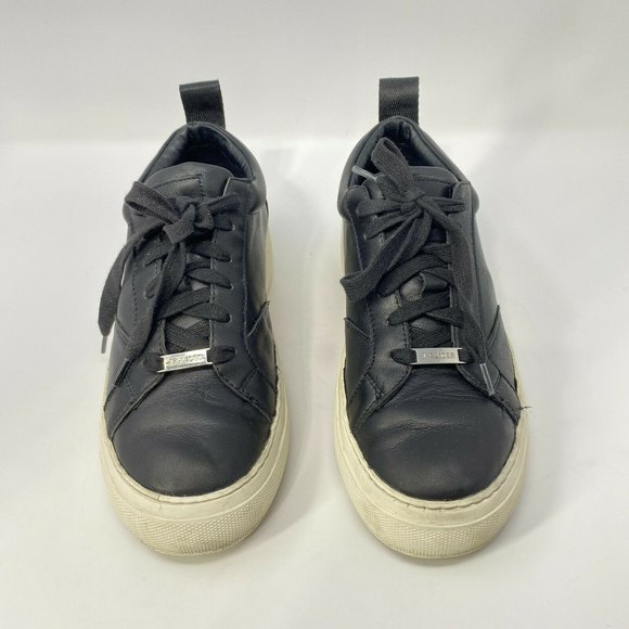 J/Slides Womens Courto Black Leather Lace Up Platform Sneakers Shoes Size 6.5 M - Picture 4 of 11